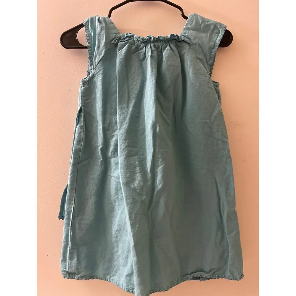 Garnet Hill Kids Size 08‎ Cotton Linen Dress Blue Casual Play Tank Style